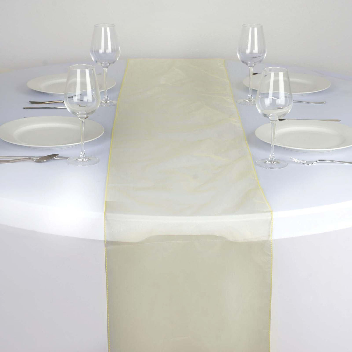 10 Pack Yellow Sheer Organza Table Runners - 14"x108"