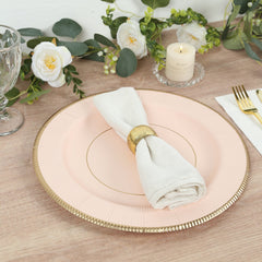 25-Pack Disposable Round Charger Plates in Blush Sunray Design with Gold Rim - 350GSM Heavy Duty Paper Chargers 13"