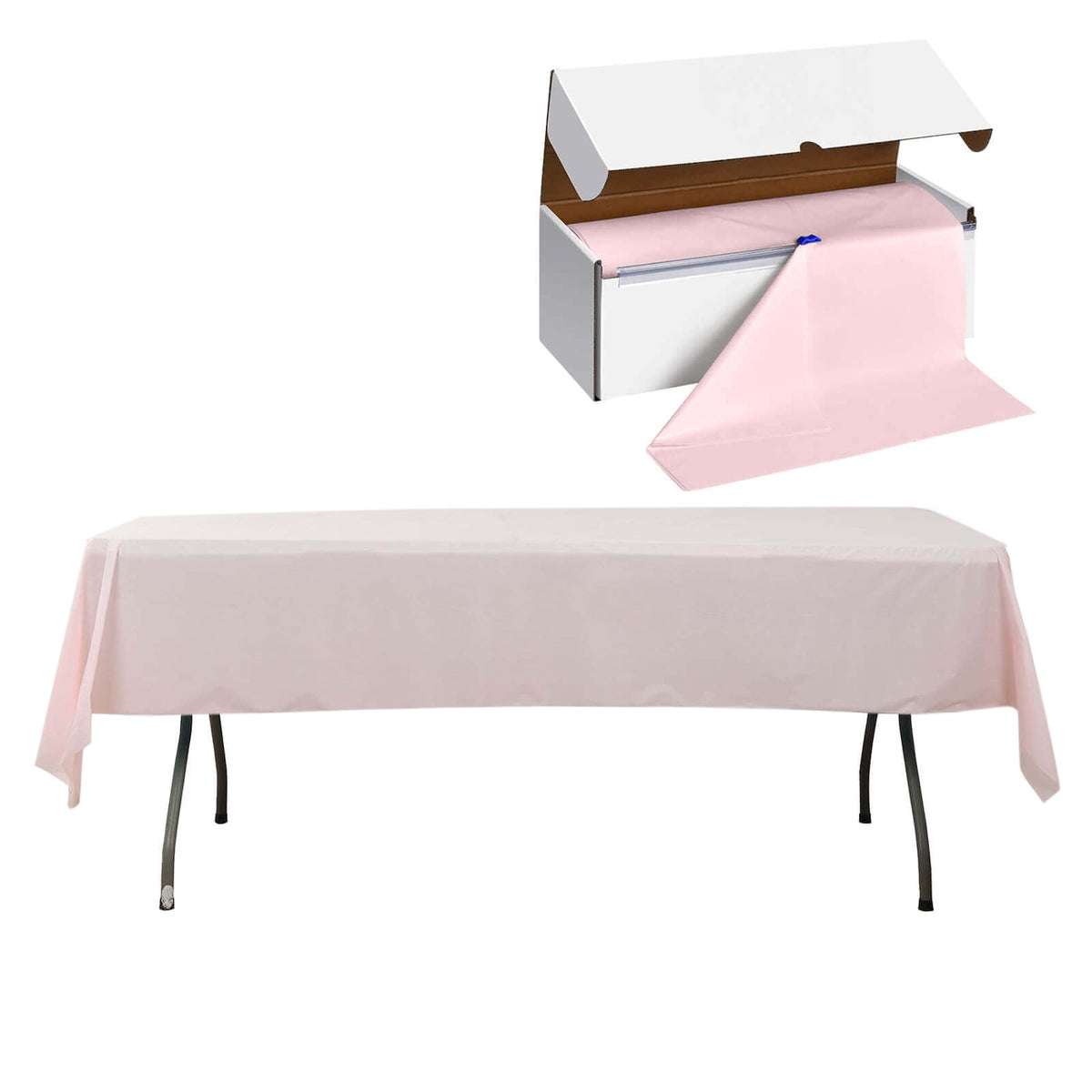 Plastic Table Cover Roll Blush with Slide Cutter - Customizable Disposable Tablecloth Roll 54"x300ft