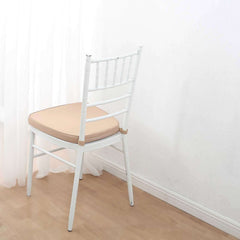 Chiavari Chair Cushion with 1.5" Thick Memory Foam and Ties Nude - Stylish Removable Cover for Comfort