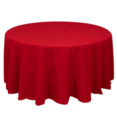Cotton Blend 120" Round Tablecloth Red - Seamless Wrinkle-Resistant Table Cover