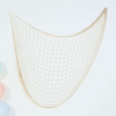 Cotton Fish Net Natural - Stylish Nautical Backdrop With Ties for Parties & Events 5ftx5ft