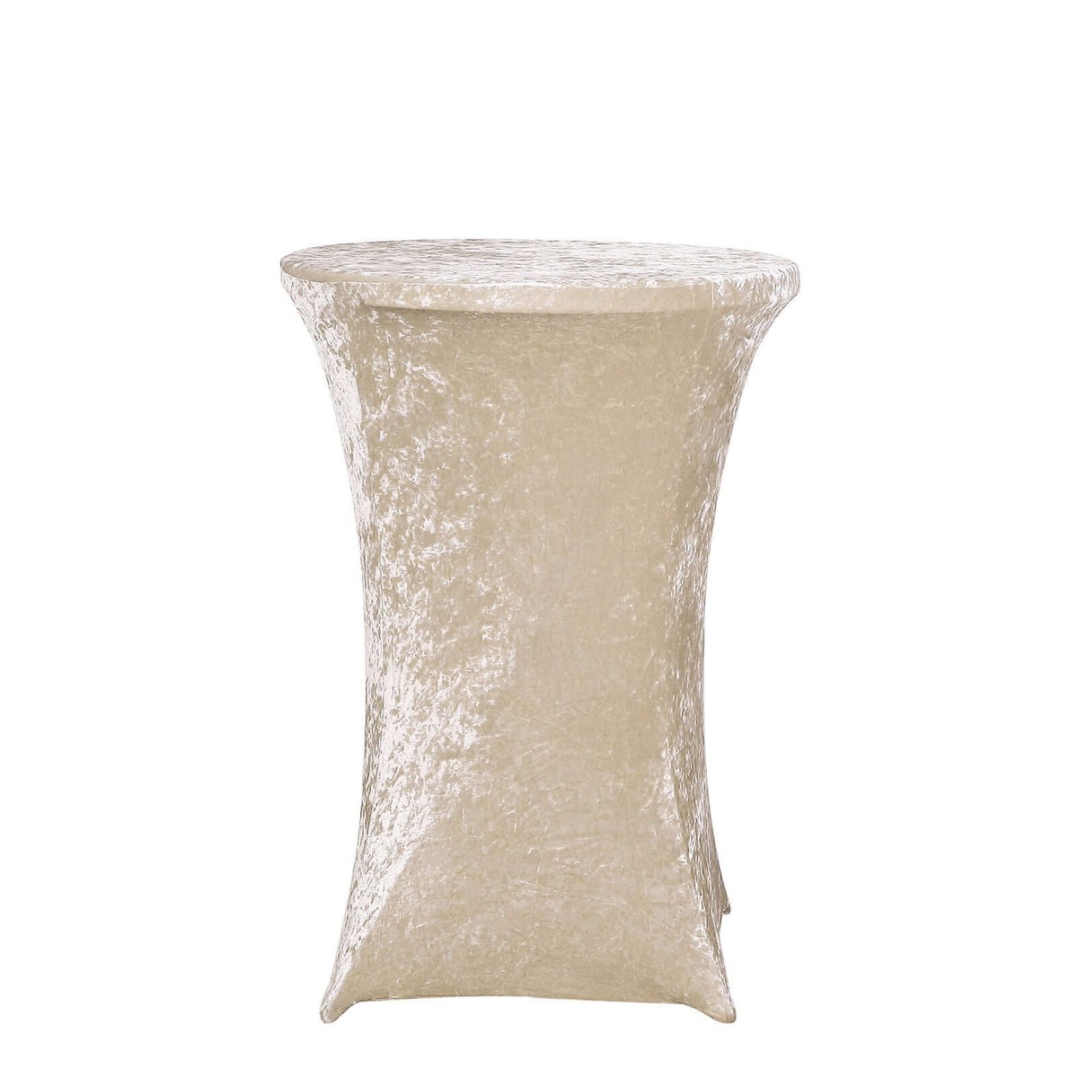 Crushed Velvet Spandex 30" Round Cocktail Table Cover Beige Smooth Highboy Tablecloth