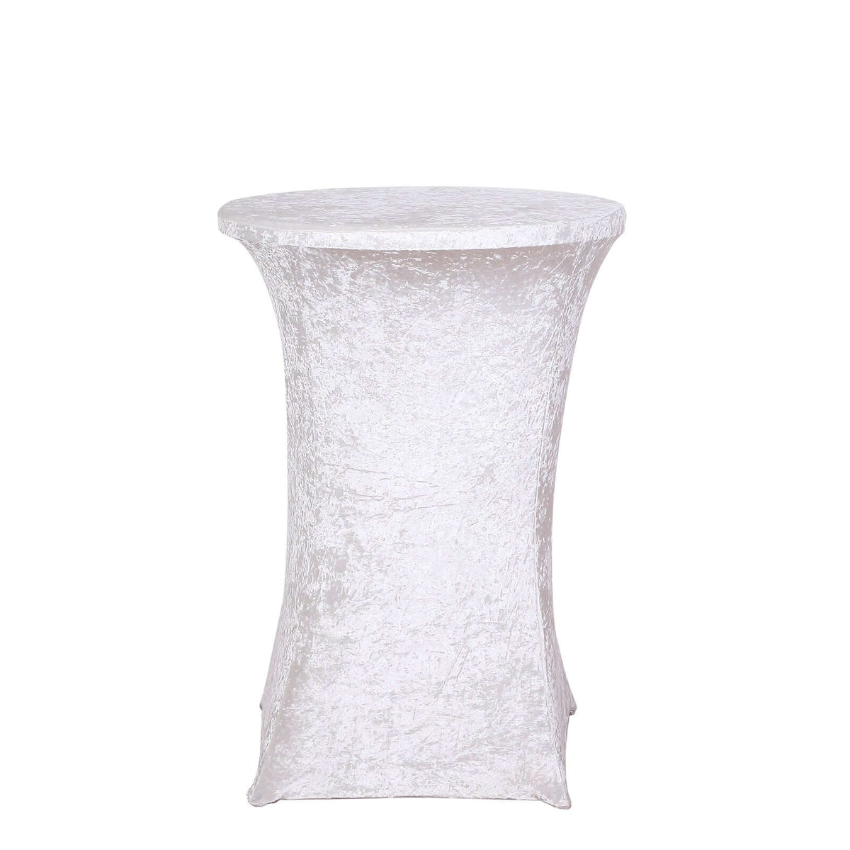 Crushed Velvet Spandex 30" Round Cocktail Table Cover White Smooth Highboy Tablecloth
