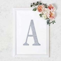 Decorative Rhinestone Alphabet "A" Letter Stickers, Glitter Adhesive Craft Letters Silver DIY Sparkle Embellishments 8"
