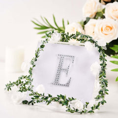 Decorative Rhinestone Alphabet "E" Letter Stickers, Glitter Adhesive Craft Letters Silver DIY Sparkle Embellishments 4"