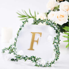 Decorative Rhinestone Alphabet "F" Letter Stickers, Glitter Adhesive Craft Letters Gold DIY Sparkle Embellishments 4"