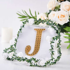 Decorative Rhinestone Alphabet "J" Letter Stickers, Glitter Adhesive Craft Letters Gold DIY Sparkle Embellishments 6"