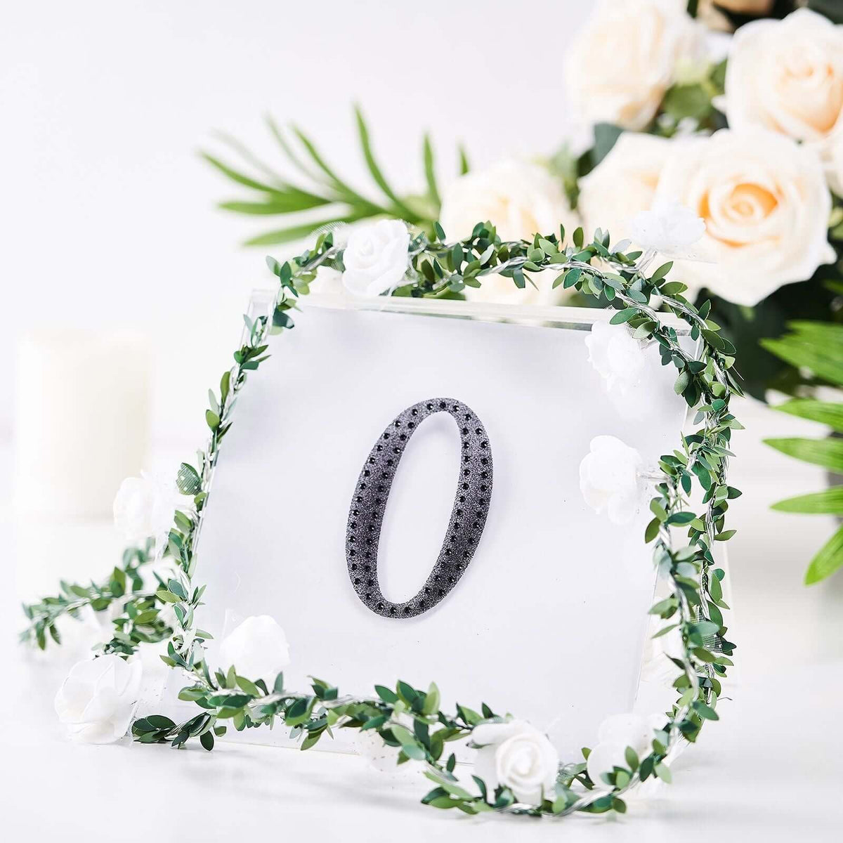Decorative Rhinestone Alphabet "O" Letter Stickers, Glitter Adhesive Craft Letters Black DIY Sparkle Embellishments 4"