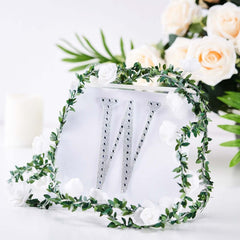 Decorative Rhinestone Alphabet "W" Letter Stickers, Glitter Adhesive Craft Letters Silver DIY Sparkle Embellishments 6"