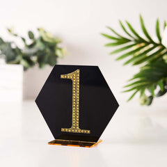 Decorative Rhinestone Number "1" Stickers, Glitter Adhesive Craft Numbers Gold DIY Sparkle Embellishments 4"