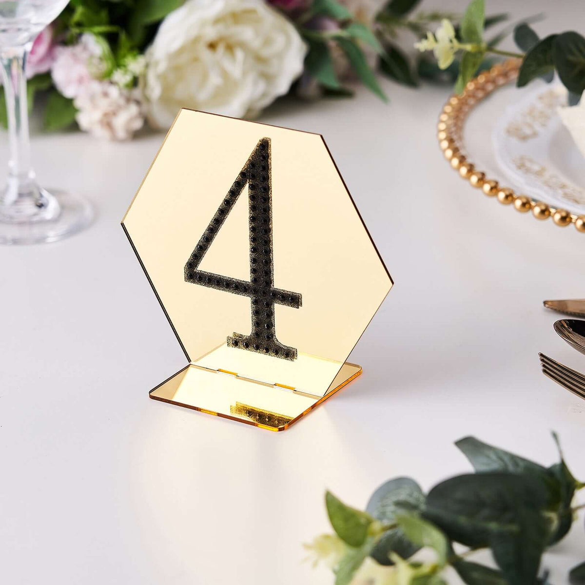 Decorative Rhinestone Number "4" Stickers, Glitter Adhesive Craft Numbers Black DIY Sparkle Embellishments 4"