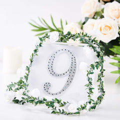 Decorative Rhinestone Number "9" Stickers, Glitter Adhesive Craft Numbers Silver DIY Sparkle Embellishments 6"