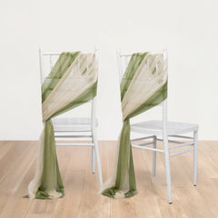 20-Pack Sheer Chair Drape Decor in Dusty Sage Green and Beige – 9ft Shimmer Sash, Wrinkle-Free