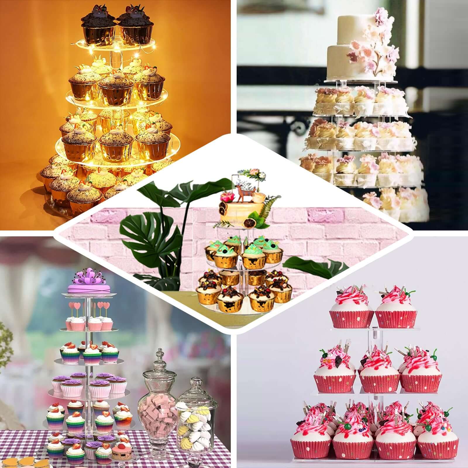Acrylic Round DIY Cake Stand Plate Clear - Customized Tiered Dessert Display Holder for Treats Appetizers & Snacks