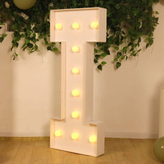 Giant LED Marquee Light Up Letter "I", White 4ft Pre-Cut Foam Board with 10 Warm White Battery Operated LEDs, Glue Gun and Sticks