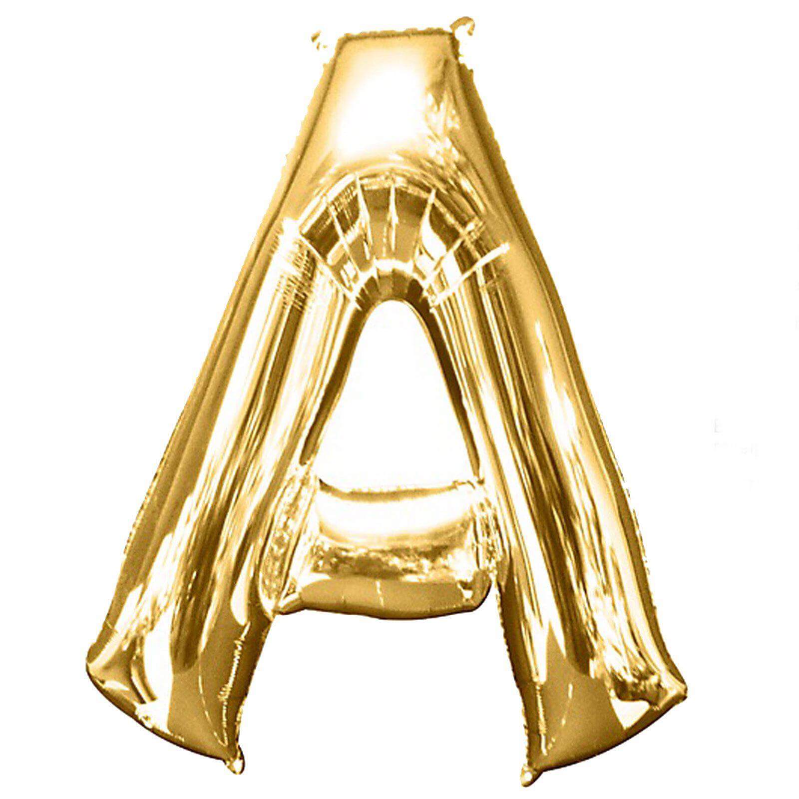 35" Gold Letter and Number Balloons, Shiny Metallic Mylar Foil Helium Air Balloons