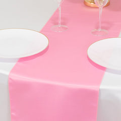 Lamour Satin 12"x108" Table Runner Pink - Smooth & Lustrous Finish