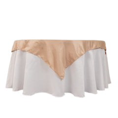Lamour Satin 54"x54" Table Overlay Square Tablecloth Nude - Durable & Silk-Like Table Cover