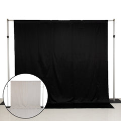 Lamour Satin Blackout Curtains 10ft x 10ft Panels Black/Ivory | Water-Resistant PU-Coated Double Sided Backdrop for Weddings & Events