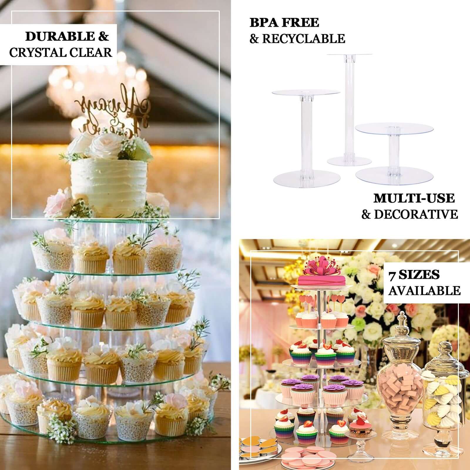 Acrylic Round DIY Cake Stand Plate Clear - Customized Tiered Dessert Display Holder for Treats Appetizers & Snacks