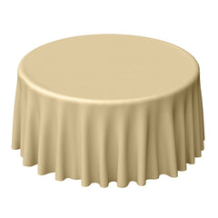 Polyester 120" Round Tablecloth Champagne - Seamless Wrinkle-Resistant Table Cover