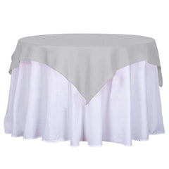 Polyester 54"x54" Table Overlay Square Tablecloth Silver - Wrinkle-Resistant & Durable Table Cover