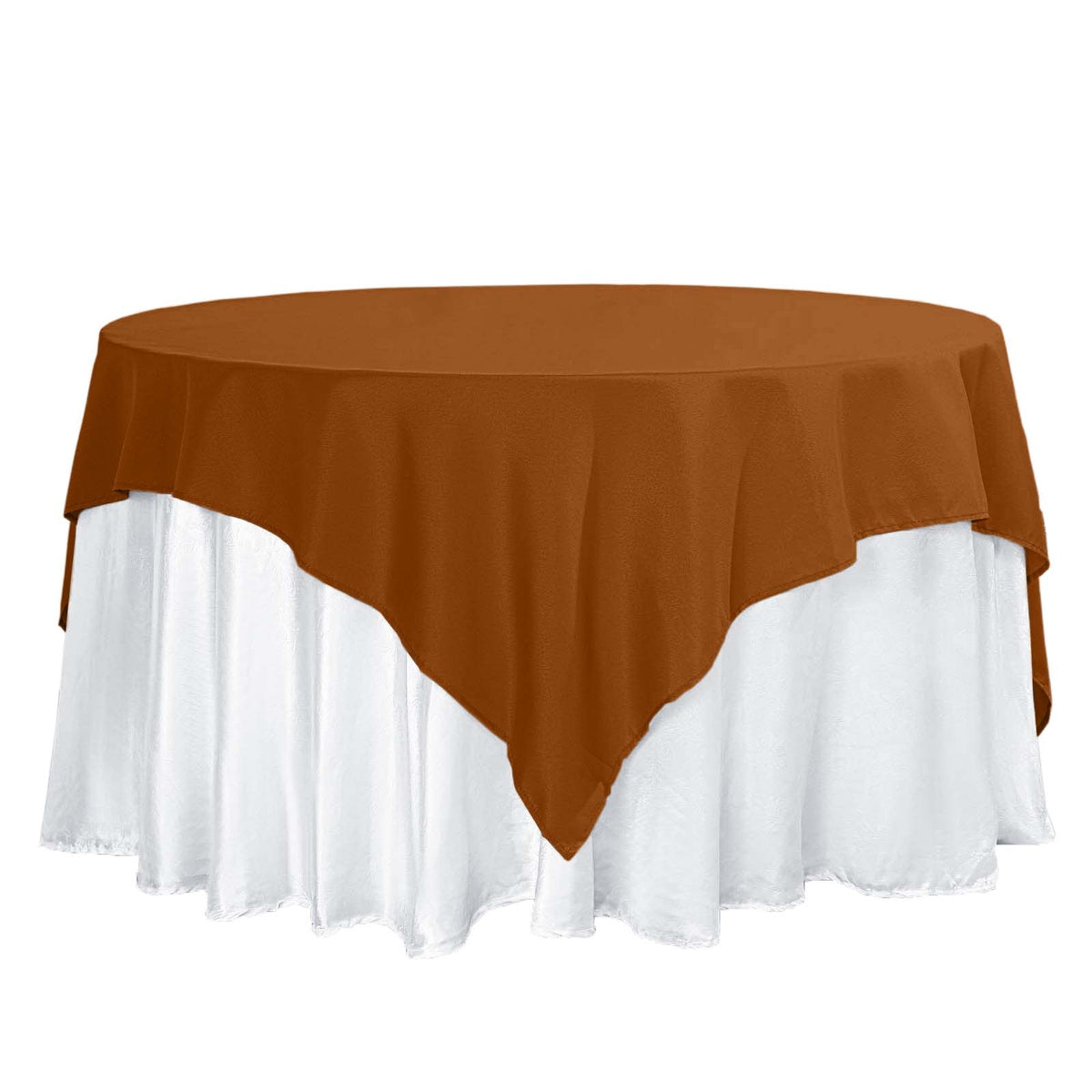 Polyester 70"x70" Table Overlay Square Tablecloth Cinnamon Brown - Wrinkle-Resistant & Durable Table Cover
