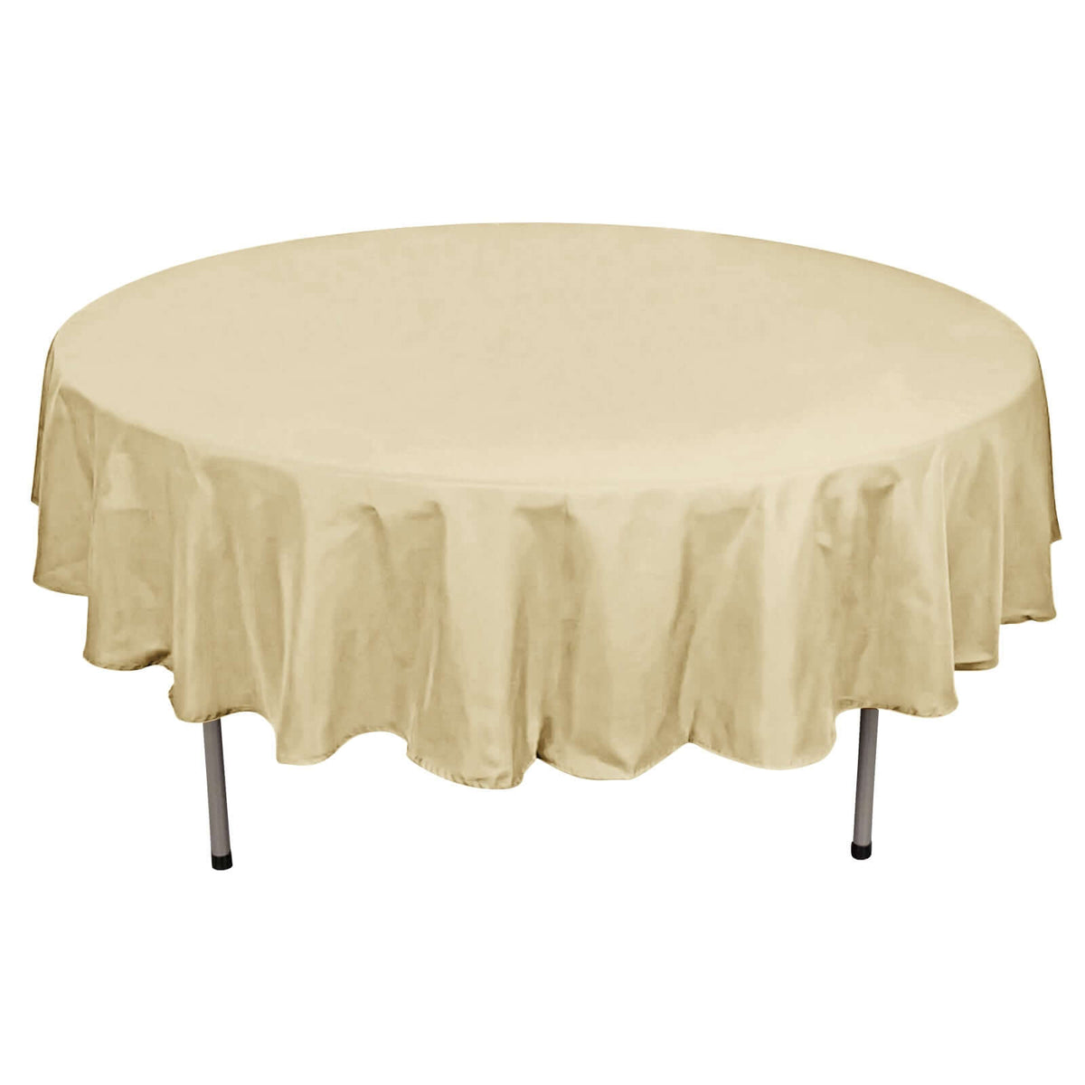 Polyester 90" Round Tablecloth Champagne - Stain & Wrinkle-Resistant Table Cover
