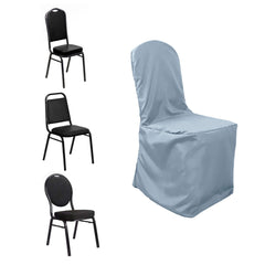Polyester Slip On Banquet Chair Covers Dusty Blue - Stain-Resistant Reusable Durable Fabric
