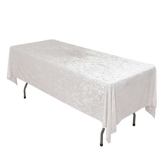 Premium Crushed Velvet 60"x102" Rectangle Tablecloth White - Reusable Soft & Classy Table Cover