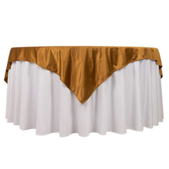 Scuba 70"x70" Table Overlay Square Tablecloth Shimmer Gold - Wrinkle Free & Stain Resistant Table Cover