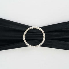 Rhinestone Chair Sash Band Buckle Silver 2" Circle Metal - Glittering Diamond Bow Pin for Chair Sashes & Wedding Decor