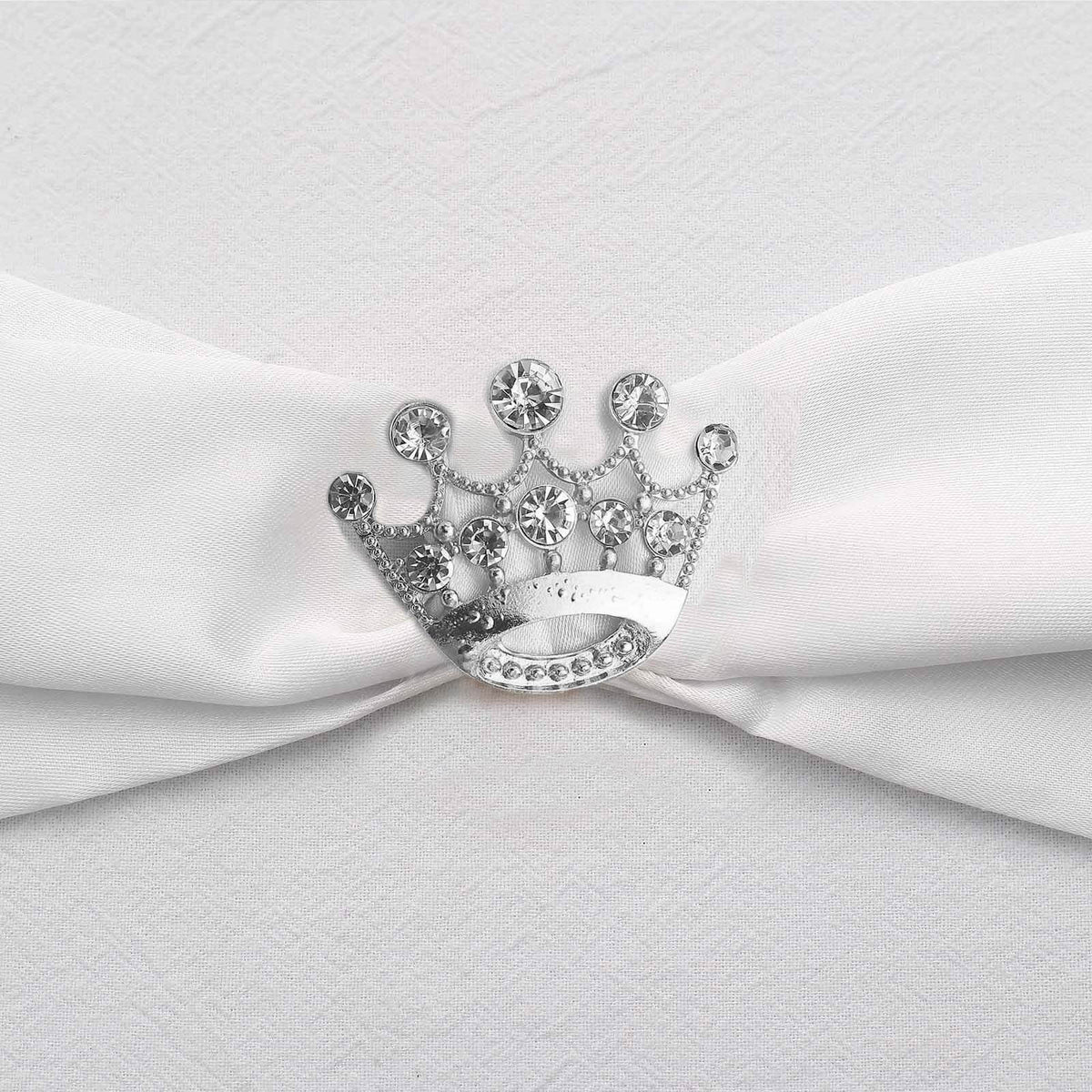 Rhinestone Metal Crown Sash Band Buckle Silver - Glittering Tiara Accent 2"