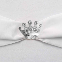 Rhinestone Metal Crown Sash Band Buckle Silver - Glittering Tiara Accent 2"