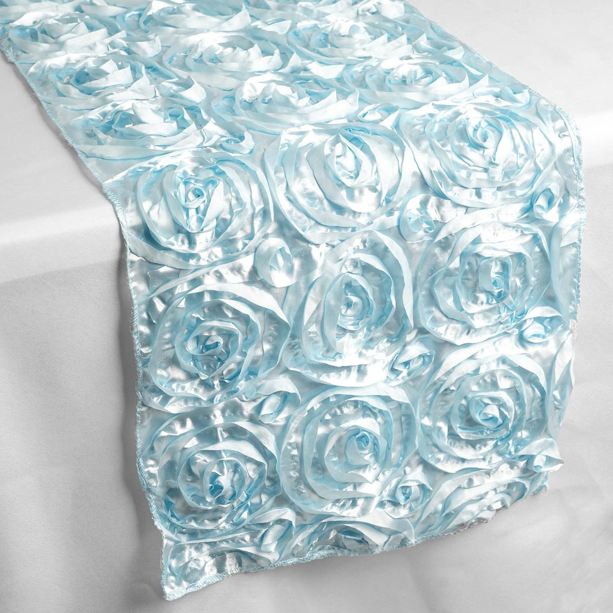 Rosette Satin 14"x108" Table Runner Light Blue - Grandiose Design