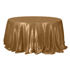 Satin 132" Round Tablecloth Gold - Stylish Seamless Table Cover for Weddings & Events