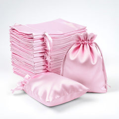 60 Pack Satin Drawstring Favor Gift Bags, Pink 3"x4" Jewelry & Candy Bags for Weddings & Parties