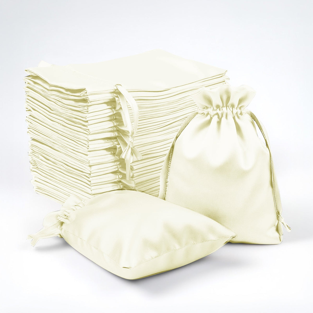 60 Pack Satin Drawstring Favor Gift Bags, Yellow 3"x4" Jewelry & Candy Bags for Weddings & Parties