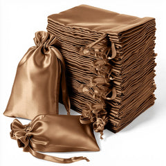 60 Pack 5"x7" Antique Gold Satin Drawstring Wedding Party Favor Gift Bags