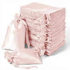 60 Pack 5"x7" Blush Satin Drawstring Wedding Party Favor Gift Bags