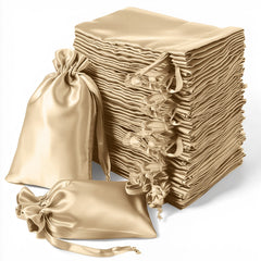 60 Pack 5"x7" Champagne Satin Drawstring Wedding Party Favor Gift Bags