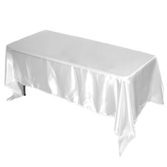 Satin Rectangular 72"x120" Tablecloth White - Smooth & Easy to Maintain Table Cover For Classy Weddings & Events