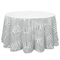 Sequin 120" Round Tablecloth Silver - Seamless Diamond Glitz Table Cover