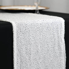 Sequin 12"x108" Table Runner White - Glittering Design for Stylish Celebrations