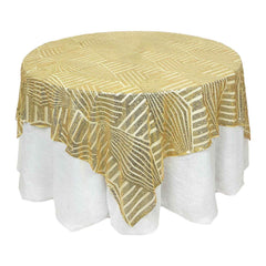 Sequin 72" Table Overlay Square Tablecloth Gold with Diamond Glitz Design - Perfect for Luxe Events