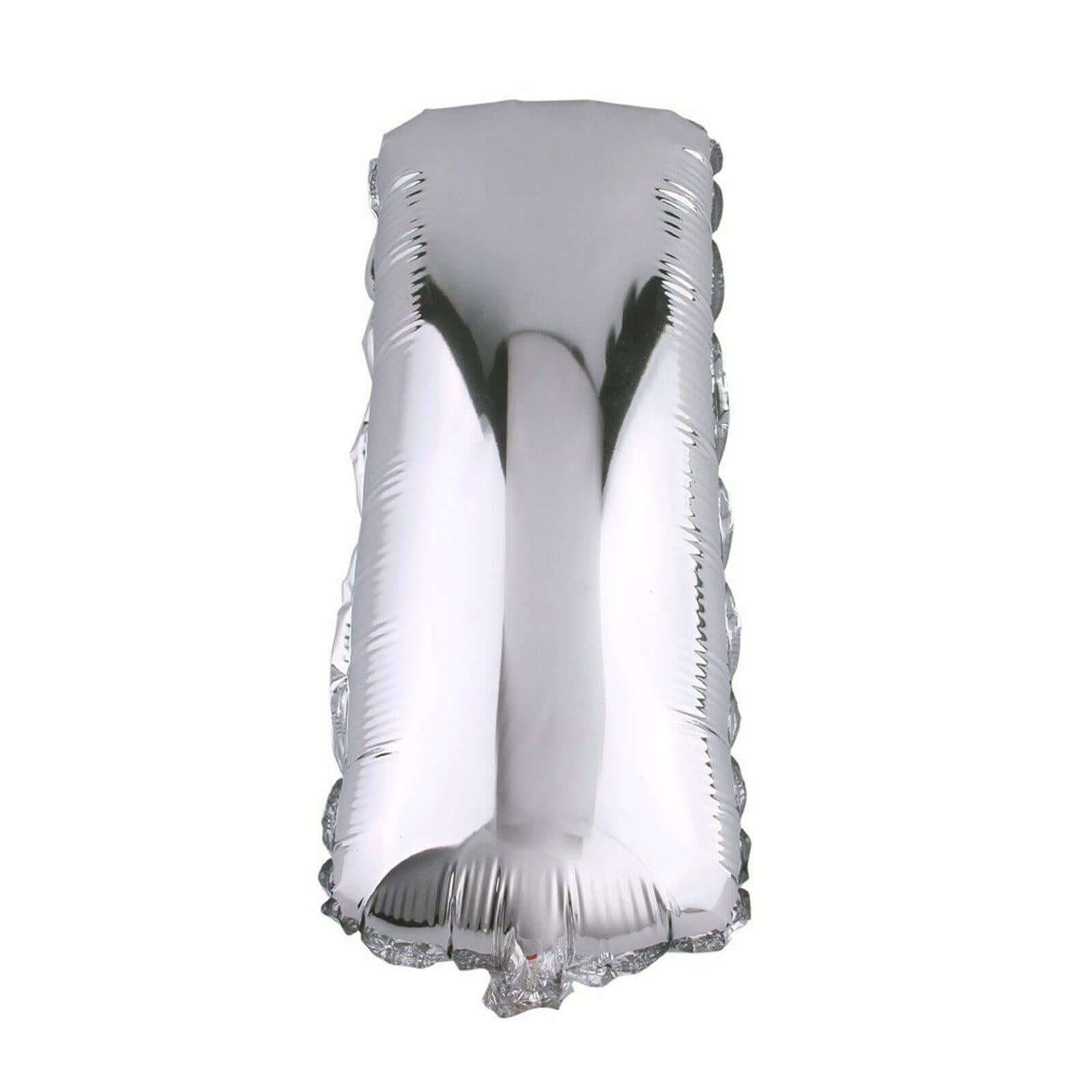 35" Silver Letter and Number Balloons, Metallic Mylar Foil Helium Air Balloons
