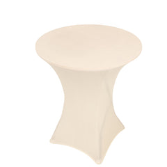 Spandex 36" Round Cocktail Table Cover Ivory - Easy to Maintain Stretch Fitted Highboy Tablecloth