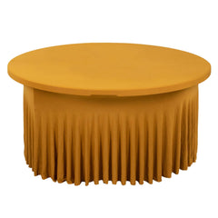 Spandex Round 5ft Table Skirt Gold with Wavy Skirt-Like Effect Stylish Table Cover for Weddings, Banquets & Trade Shows
