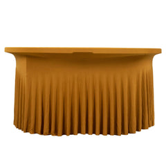 Spandex Round 6ft Table Skirt Gold with Wavy Skirt-Like Effect Stylish Table Cover for Weddings, Banquets & Trade Shows